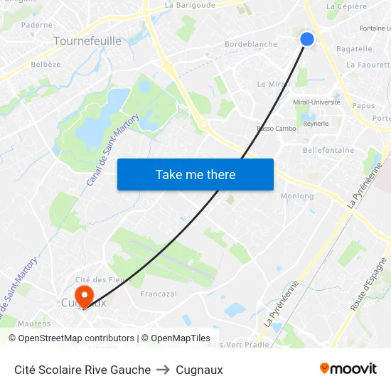 Cité Scolaire Rive Gauche to Cugnaux map