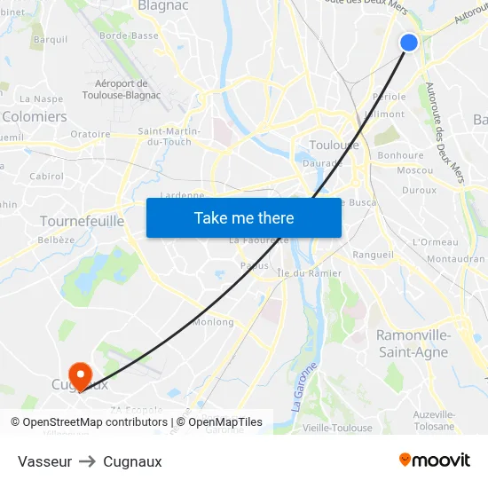Vasseur to Cugnaux map