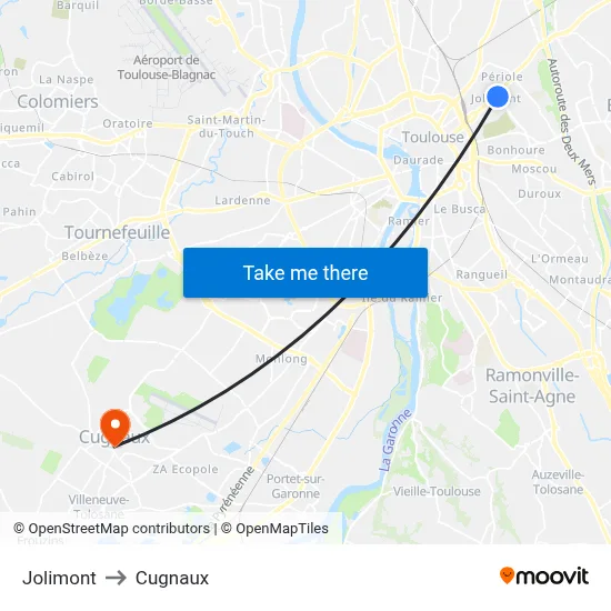 Jolimont to Cugnaux map