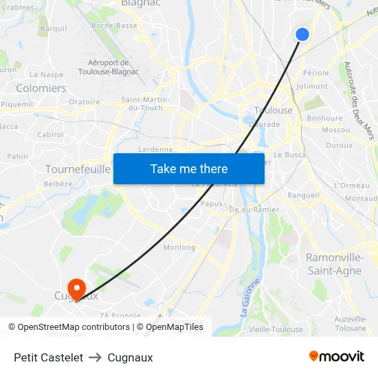 Petit Castelet to Cugnaux map