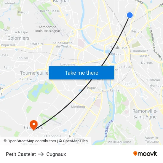 Petit Castelet to Cugnaux map