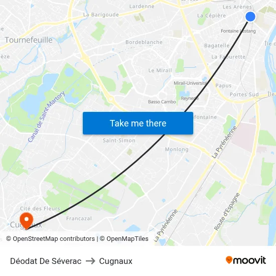 Déodat De Séverac to Cugnaux map