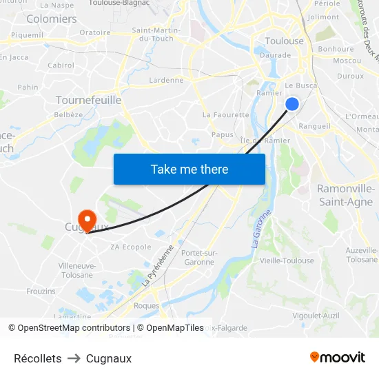 Récollets to Cugnaux map