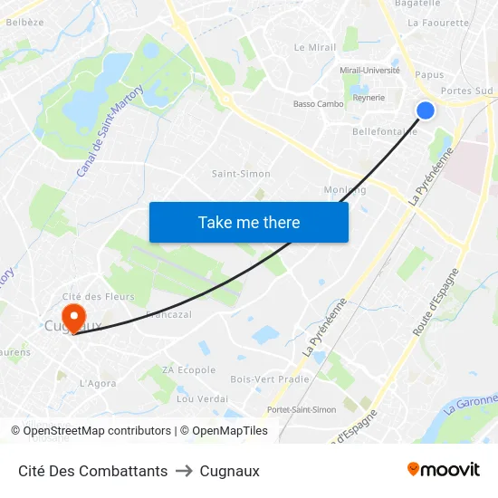 Cité Des Combattants to Cugnaux map