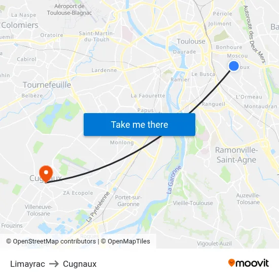 Limayrac to Cugnaux map
