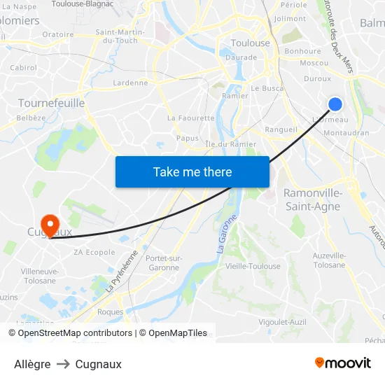 Allègre to Cugnaux map
