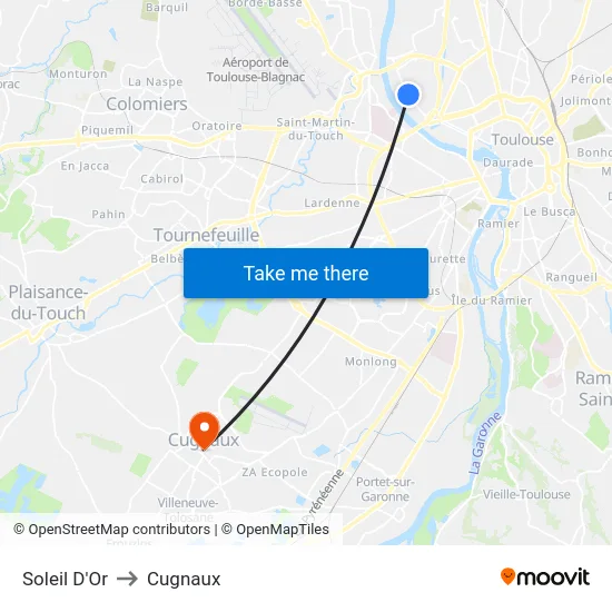 Soleil D'Or to Cugnaux map
