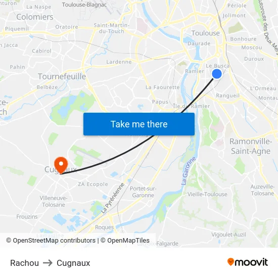 Rachou to Cugnaux map