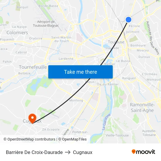 Barrière De Croix-Daurade to Cugnaux map