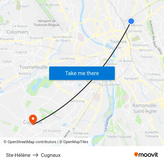 Ste-Hélène to Cugnaux map