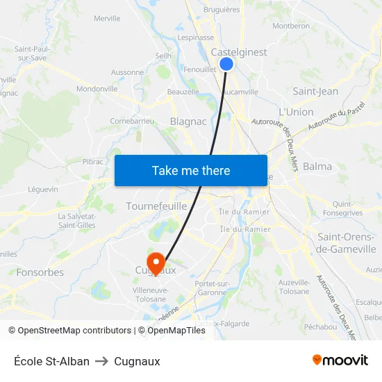 École St-Alban to Cugnaux map