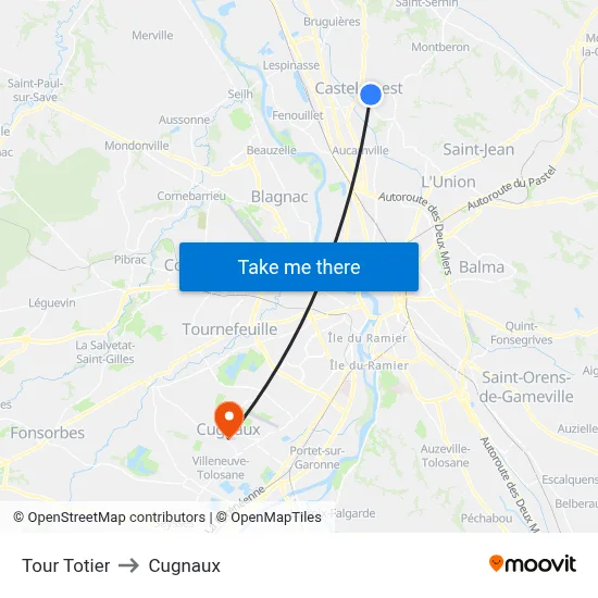 Tour Totier to Cugnaux map