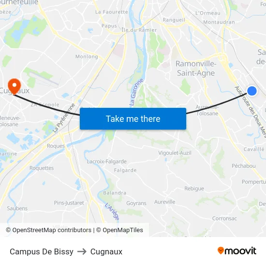 Campus De Bissy to Cugnaux map