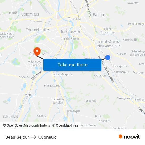 Beau Séjour to Cugnaux map