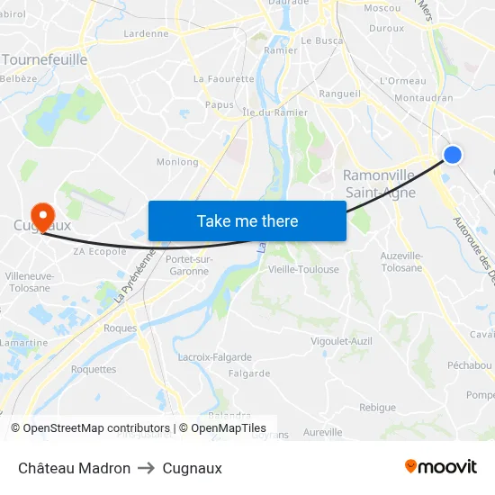 Château Madron to Cugnaux map
