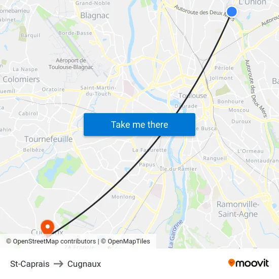 St-Caprais to Cugnaux map