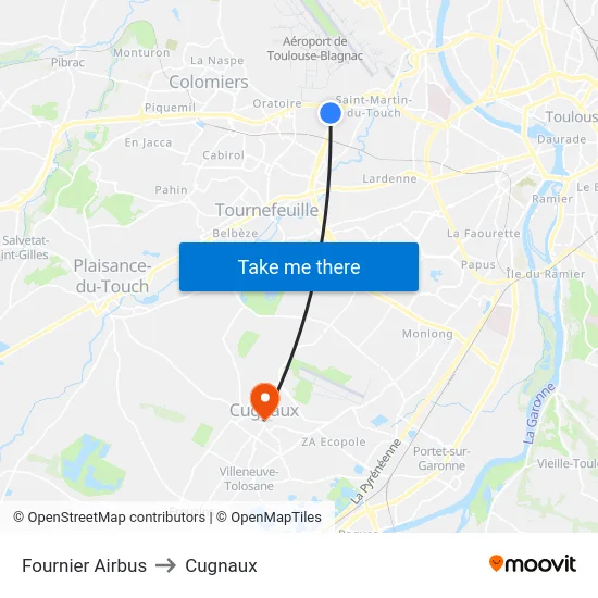 Fournier Airbus to Cugnaux map