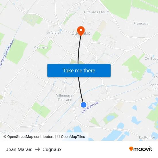 Jean Marais to Cugnaux map