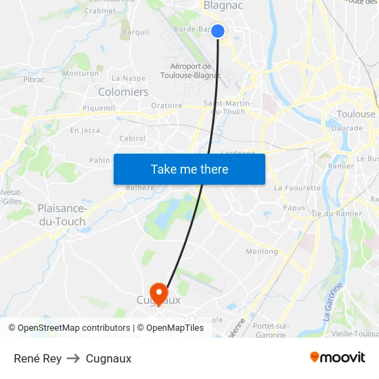 René Rey to Cugnaux map