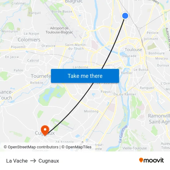 La Vache to Cugnaux map