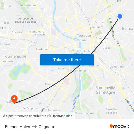 Etienne Hales to Cugnaux map