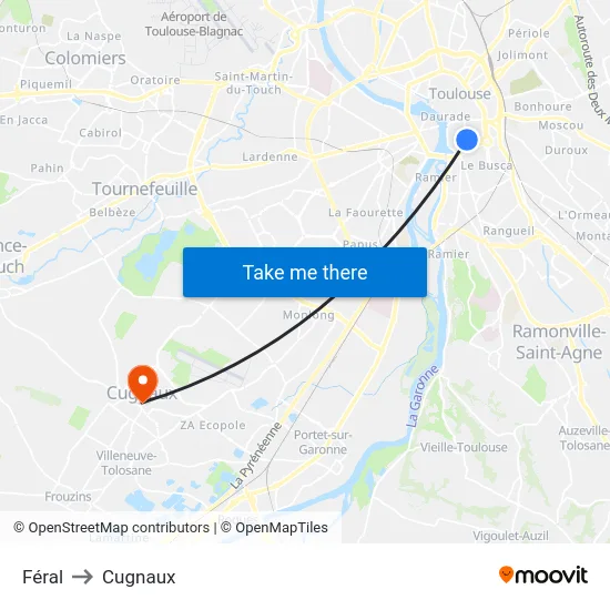 Féral to Cugnaux map