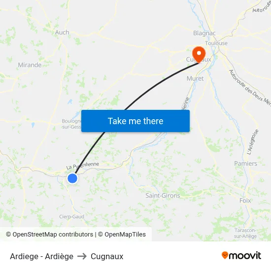 Ardiege - Ardiège to Cugnaux map