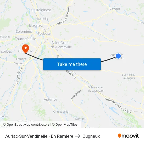 Auriac-Sur-Vendinelle - En Ramière to Cugnaux map