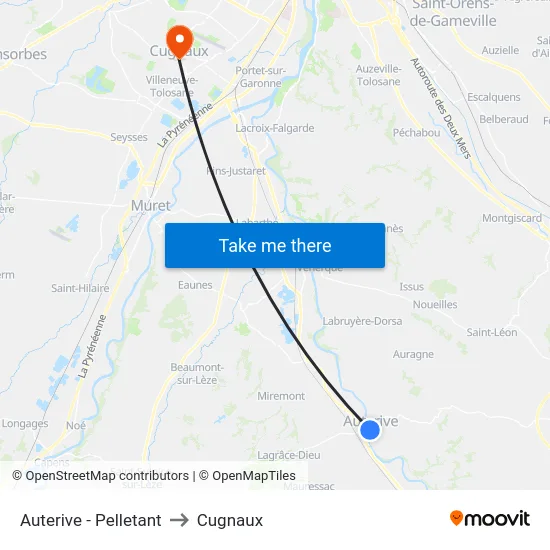 Auterive - Pelletant to Cugnaux map