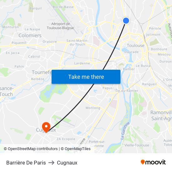 Barrière De Paris to Cugnaux map