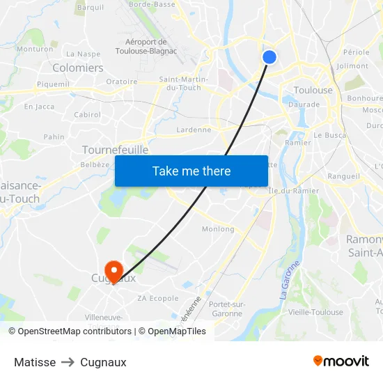 Matisse to Cugnaux map