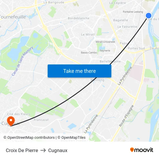 Croix De Pierre to Cugnaux map