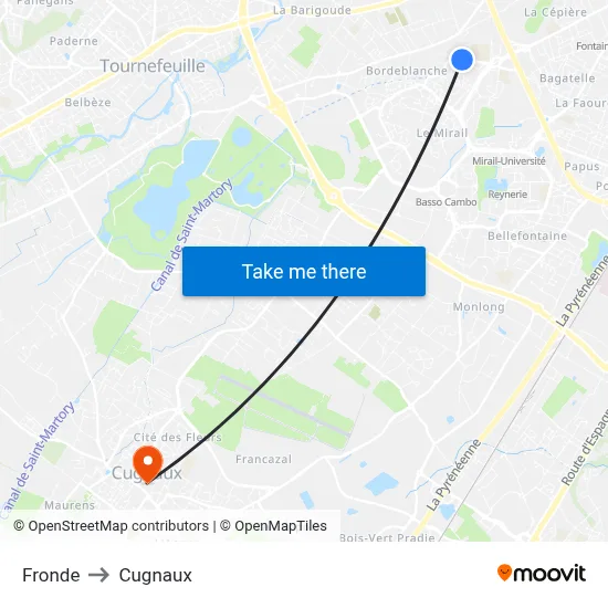 Fronde to Cugnaux map