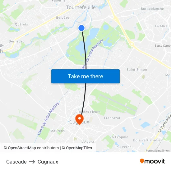 Cascade to Cugnaux map