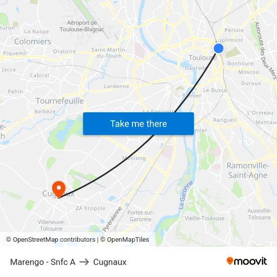 Marengo - Snfc A to Cugnaux map