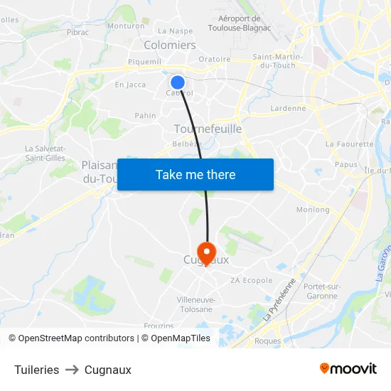 Tuileries to Cugnaux map