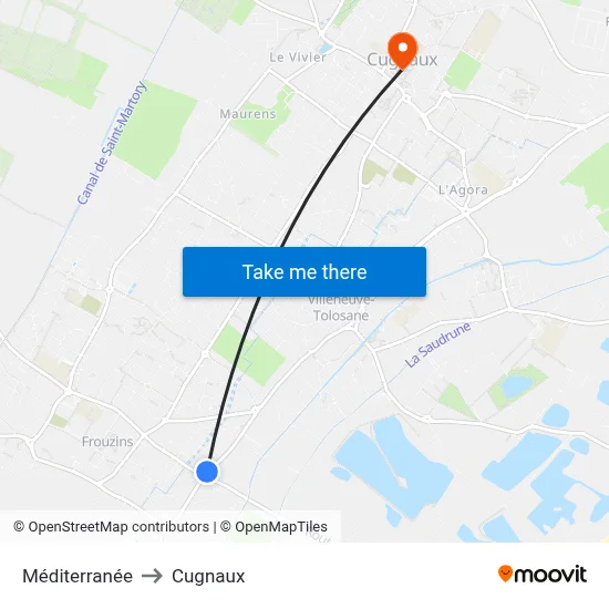 Méditerranée to Cugnaux map