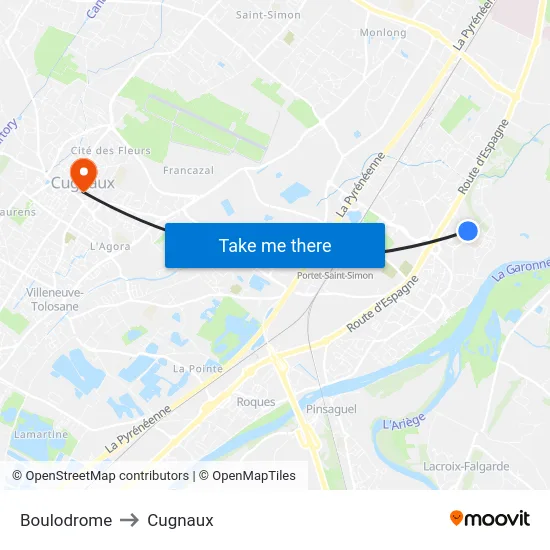 Boulodrome to Cugnaux map