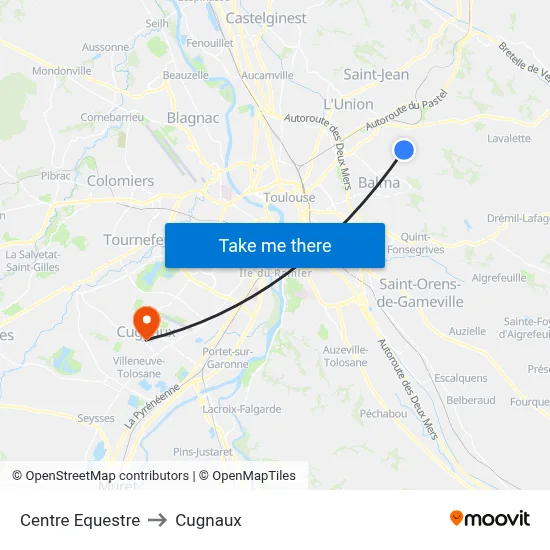 Centre Equestre to Cugnaux map