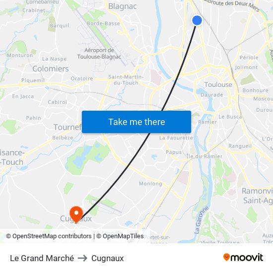 Le Grand Marché to Cugnaux map