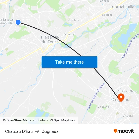 Château D'Eau to Cugnaux map