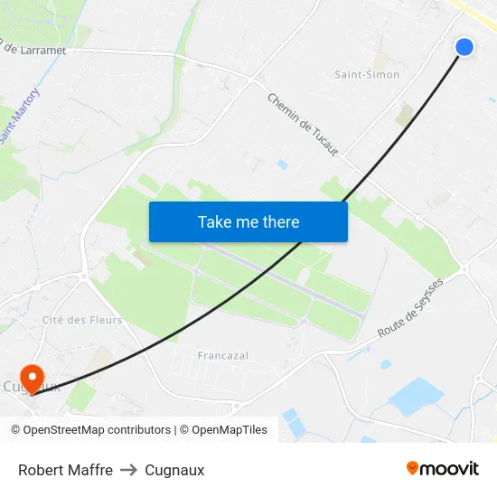 Robert Maffre to Cugnaux map