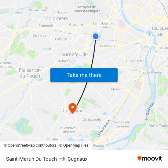 Saint-Martin Du Touch to Cugnaux map