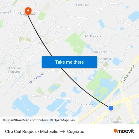 Ctre Cial Roques - Michaelis to Cugnaux map