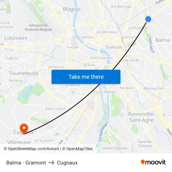 Balma - Gramont to Cugnaux map