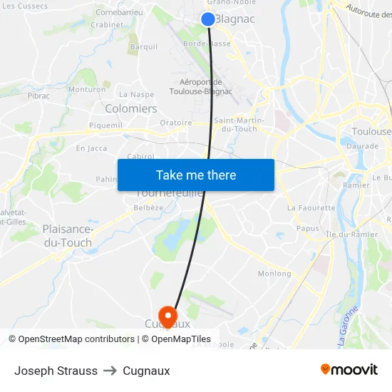 Joseph Strauss to Cugnaux map