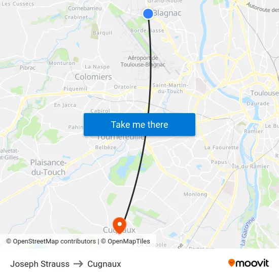 Joseph Strauss to Cugnaux map