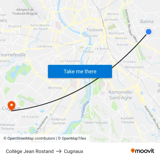 Collège Jean Rostand to Cugnaux map