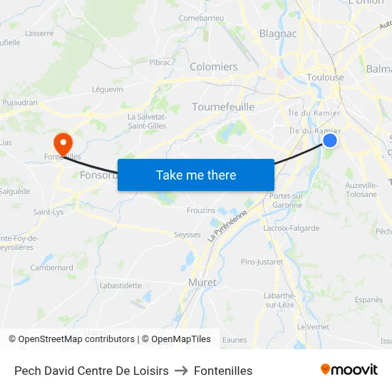 Pech David Centre De Loisirs to Fontenilles map