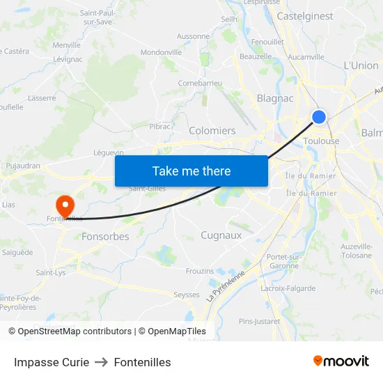 Impasse Curie to Fontenilles map